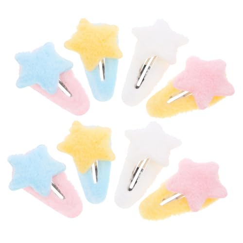 MOBUTOFU Süße Haarclips für Mädchen 8 Stück Plüsch Stern Haarspangen Langlebige Haarschmuck Accessoires Leicht und für Besondere Anlässe von MOBUTOFU