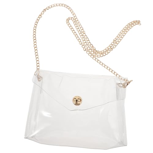MOBUTOFU Transparente Schultertasche Damen mit Kette Klare Umhängetasche für Konzert und Stadion Modische Crossbody Bag Multifunktionale Transparente Geldbörse für Alltag und Party von MOBUTOFU