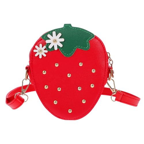 MOBUTOFU Erdbeer-münztasche Schultertasche Geldbörse Handtasche Mädchen Satchel Umhängetasche Schlichte Modische Kindergeldbörse von MOBUTOFU