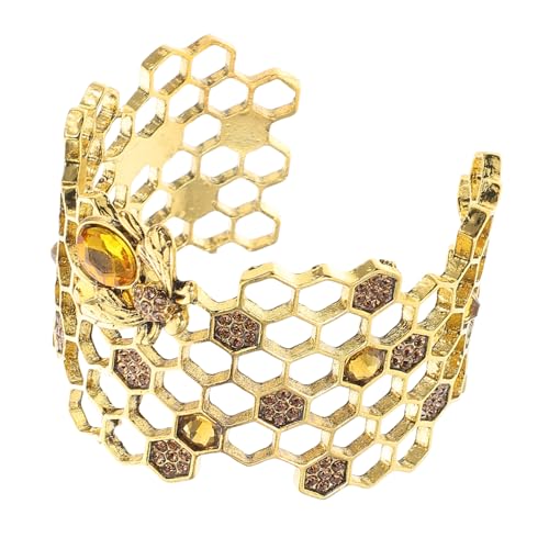MOBUTOFU Bienenarmreif Damen Offener Armreif Bienenstock Schmuck Verstellbar Für Halloween Cosplay Karneval Geburtstag Weihnachten von MOBUTOFU