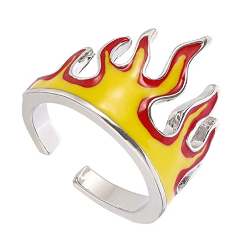 MOBUTOFU Verstellbarer Offener Flammenring für Damen und Herren Modischer Leichter und Robuster Fingerschmuck mit Glatter Oberfläche und Langlebiger Farbgebung Kreatives Design für von MOBUTOFU