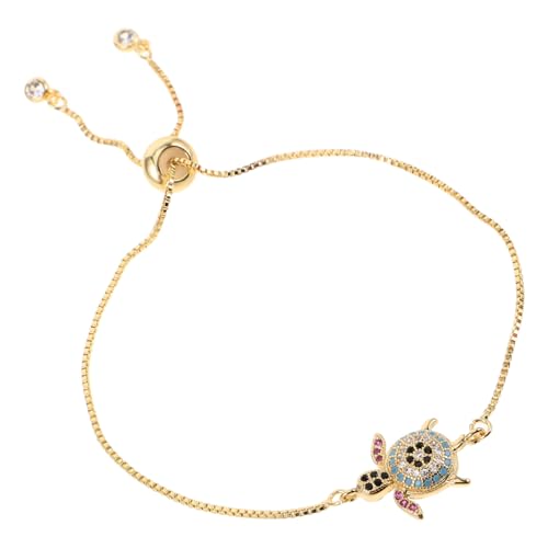 MOBUTOFU Verstellbares Damenarmband mit Funkelndem Zirkonia-seeschildkröten-anhänger Goldfarbene Robuste Gliederkette Elegantes Meeres-schmuckstück für Strandurlaub und Alltag von MOBUTOFU