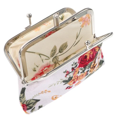 MOBUTOFU Vintage Damen Geldbörse aus Robustem Canvas Kleine Multifunktionale Handtasche mit Floralem Muster Kompakt und Tragbar für Münzen Karten und Kleine Essentials von MOBUTOFU