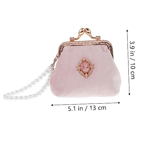 MOBUTOFU Kleine Geldbörse Im Vintage-Stil Münzfach Tragbar Modische Wechseltasche Für Frauen Und Damen Rosa von MOBUTOFU