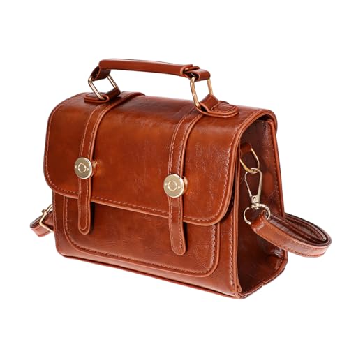 MOBUTOFU Vintage Kleine Braune Handtasche Damen PU Umhängetasche mit Henkel Kompakt und Leicht für Reisen und Alltag Schultertasche mit Praktischem Design von MOBUTOFU