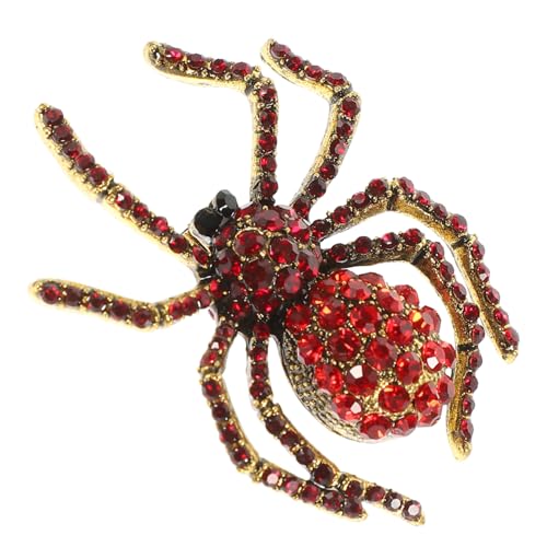 MOBUTOFU Vintage Rote Spinnen Brosche mit Strasssteinen Stilvolle Halloween Anstecknadel für Damen und Herren Tierische Kleidung Dekoration Schmuck Pin für Pullover Jacken Taschen von MOBUTOFU