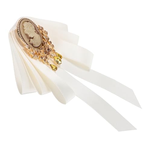 MOBUTOFU Vintage Stoff Brosche Schleifen Design Dekorative Anstecknadel für Damen und Herren Vielseitiger Kragenclip für Hemd Kleid und Bluse Eleganter Weißer Mode Boutonniere Pin von MOBUTOFU
