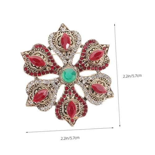 MOBUTOFU Vintage Strassbrosche mit Sechs Lotusblüten in Antikem Goldrot Hohles Barock design Elegante Anstecknadel für Damen Festlicher Schmuck für Weihnachten und Besondere Anlässe von MOBUTOFU