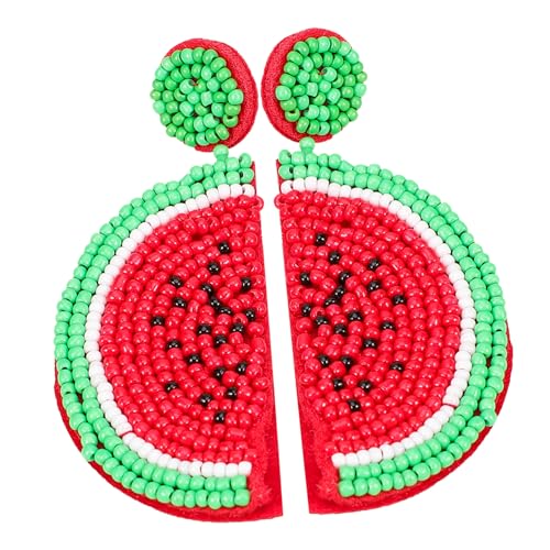 MOBUTOFU Wassermelonen Ohrhänger Damen Kreative Frucht Ohrringe Stylische Boho Ear Dangler Leicht Tragbar Für Mädchen Party Alltag von MOBUTOFU