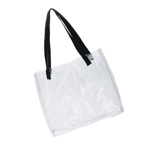 MOBUTOFU Weiße Wasserdichte PVC Strandtasche Große Transparente Schultertasche mit Viel Stauraum Lässige Quadratische Umhängetasche für Damen Reisen Outdoor Freizeit von MOBUTOFU
