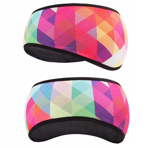 MOBUTOFU Winter Stirnband mit Farbigem Rhombus Muster Elastischer Atmungsaktiver Ohrenschutz für Damen und Herren als Sport Sweatband für Radfahren Laufen Skifahren und Outdoor Aktivitäten von MOBUTOFU