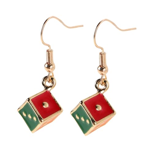 MOBUTOFU Würfel Ohrringe Damen Langlebig Leichter Legierungs Schmuck Modisch Geometrisch Spielerisch Party Accessoire von MOBUTOFU