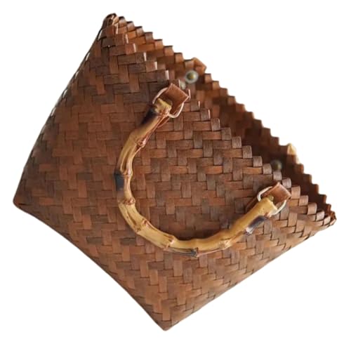 MOBUTOFU Wunderschöne Damen Strohtasche Handgewebte Tote Bag mit Bambusgriff Geräumige Vintage Korbtasche für Strand Urlaub und Alltag Leichte Umhängetasche im Boho Stil Vielseitig von MOBUTOFU