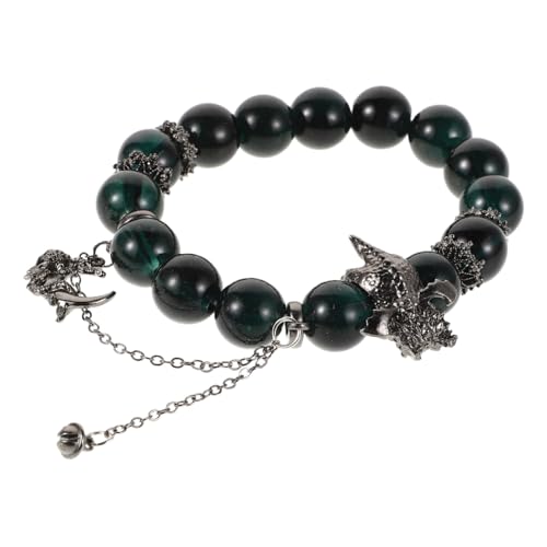 MOBUTOFU dunkles Perlenarmband weibliche Armbänder dekoratives Perlenarmband Modisches Armband tragbare Steinarmbänder dekorative Armbänder aus Steinperlen zartes Armband Harz Dark Green von MOBUTOFU