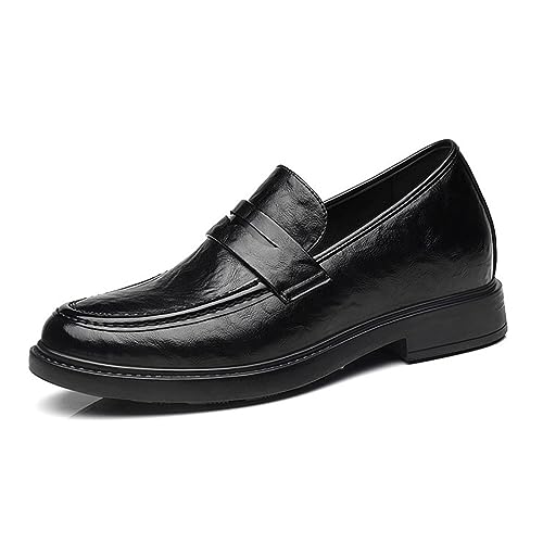 MOCINNA Herren Unsichtbare Höhe Zunehmende Slip-On Loafers Formale Aufzug Kleid Schuhe Runde Zehe Höhe-Verbesserung Bussiness Oxford Schuhe,8cm/3.15inchs Height,38 EU von MOCINNA