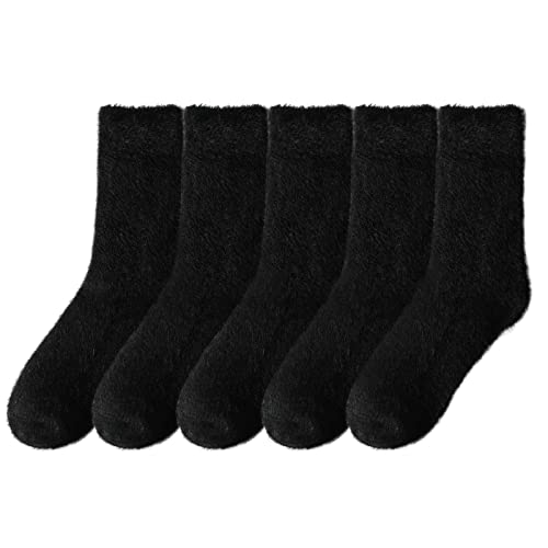 MOCOCITO 5 Paare Thermo-Socken Damen/Herren, Flauschige Kuschelsocken, Weiche Bequeme Winter Dicke Socken Warme Bettsocken, Lustige socken, Größe 36-44-C von MOCOCITO