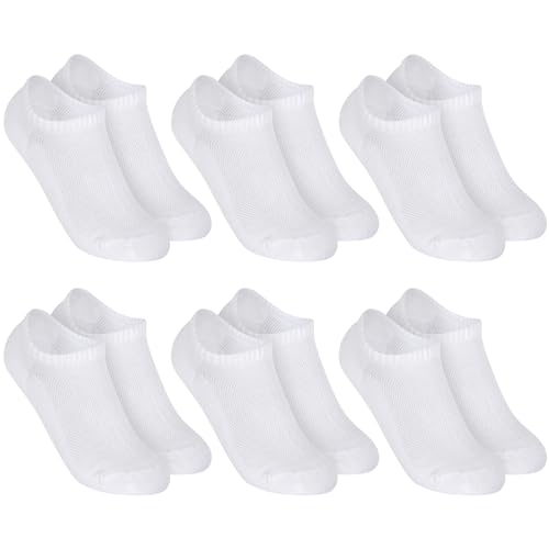 MOCOCITO 6 Paar Sneaker Socken Damen 35-38, Füßlinge Sneakersocken, Sportsocken Damen, Unsichtbare Socken mit Rutschfest Silikon, Laufsocken, Baumwolle Kurze Socken(6 Paar Weiß) von MOCOCITO