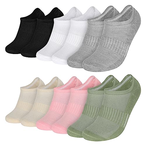 MOCOCITO 6 Paar Sneaker Socken Damen 39-42, Füßlinge Sneakersocken, Sportsocken Damen, Unsichtbare Socken mit Rutschfest Silikon, Laufsocken, Baumwolle Kurze Socken(6 Paar MIX) von MOCOCITO