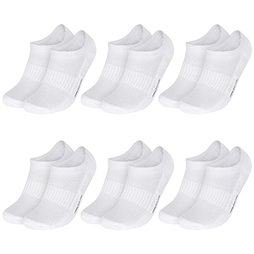 MOCOCITO 6 Paar Sneaker Socken Damen 39-42, Füßlinge Sneakersocken, Sportsocken Damen, Unsichtbare Socken mit Rutschfest Silikon, Laufsocken, Baumwolle Kurze Socken(6 Paar Weiß) von MOCOCITO