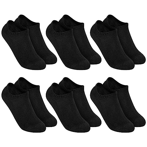 MOCOCITO 6 Paar Sneaker Socken Damen 43-46, Füßlinge Sneakersocken, Sportsocken Damen, Unsichtbare Socken mit Rutschfest Silikon, Laufsocken, Baumwolle Kurze Socken(6 Paar Schwarz) von MOCOCITO