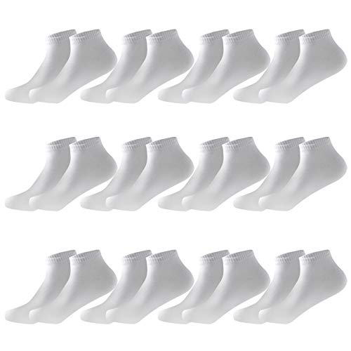 MOCOCITO Sneaker Socken Herren Damen | aus Baumwolle 12 Paar, Sportsocken Herren 44-48 | Füßlinge | Laufsocken | Kurze Socken | Einfarbige Socken | Größen 44-48 [Weiß] von MOCOCITO