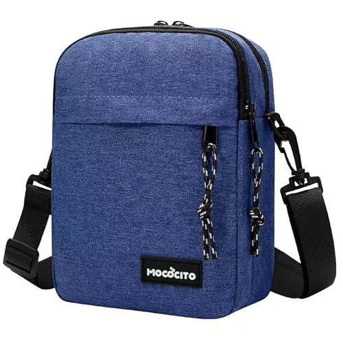 MOCOCITO Umhängetasche, Schultertasche für Herren, Kuriertasche aus Nylon, Messenger Bag für Tägliches Leben Reise(Groß-Leinenblau) von MOCOCITO