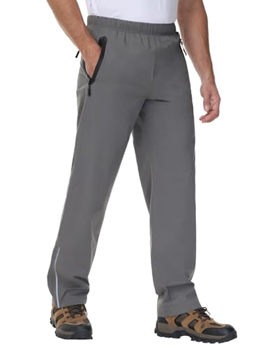 MOCOLY Herren Reflektierende Fahrrad Regenhose Überhose Leichte Atmungsaktive wasserdichte Hose für Regentag Arbeit Motorrad Wandern Outdoor Trekking Golf Camping Angeln Grau XXL von MOCOLY