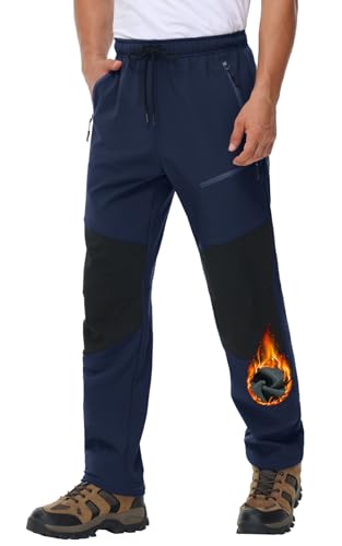 MOCOLY Wanderhose Herren Winter Cargo Outdoor Thermo Warme Gefüttert Skihose Marineblau XL von MOCOLY