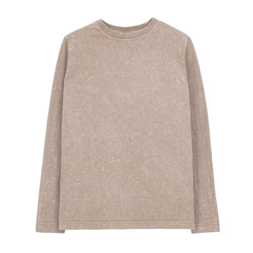 MODJEANS Damen Pullover Regular Fit – Größe L, Hellbeige – 100% Baumwolle Langarmshirt, Stone Washed Look von MOD