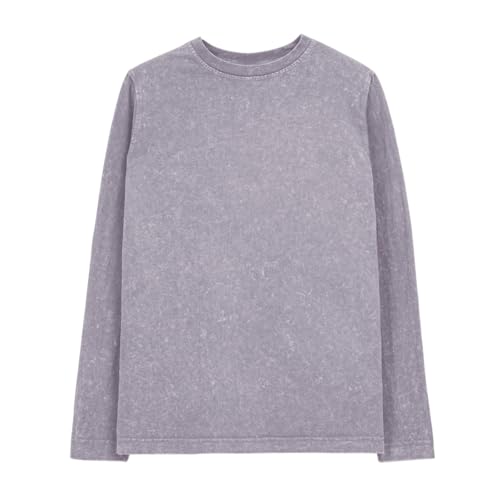 MODJEANS Damen Pullover Regular Fit – Größe M, Hellgrau – 100% Baumwolle Langarmshirt, Stone Washed Look von MOD