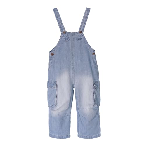 MODJEANS Jeans Latzhose Kinder – Größe 110, 5-6 Jahre – 100% Baumwolle mit Zwei Cargo-Seitentaschen – Overall für Jungen und Mädchen - Hellblau von MOD