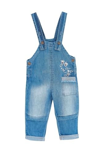 MODJEANS Jeans Latzhose Kinder - Größe 80, 12-18 Monate - 100% Baumwolle mit Seitentasche - Overall für Jungen und Mädchen - Dunkelblau von MOD