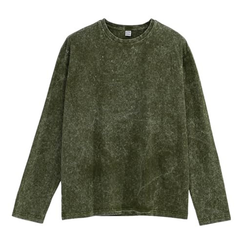 MODJEANS Langarm Pullover Herren – Größe 3XL, Khaki – 100% Baumwolle Sweatshirt im Vintage Stone Washed Look von MOD