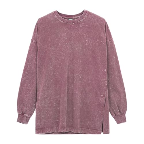 MODJEANS Oversized Pullover Damen – Größe 46/48, Flieder – Langarmshirt mit Seitenschlitz, 100% Baumwolle von MOD