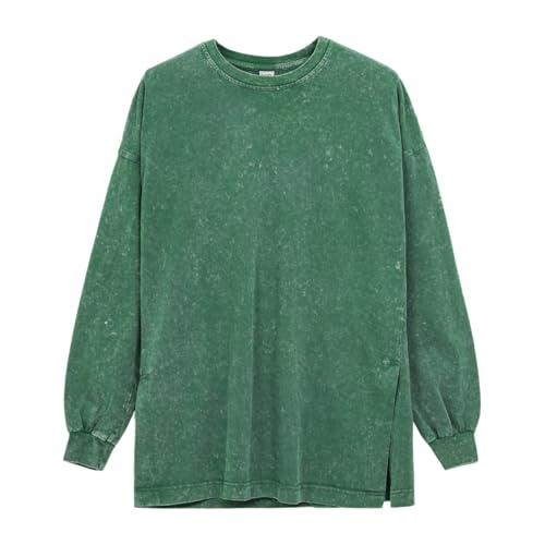 MODJEANS Oversized Pullover Damen – Größe 50/52, Basil – Langarmshirt mit Seitenschlitz, 100% Baumwolle von MOD