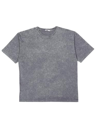 MODJEANS Oversized T-Shirt Unisex für Damen & Herren - Größe L, Grau - Vintage Washed Look aus 100% Baumwolle - Lässiges Loose Fit Sport Shirt von MOD