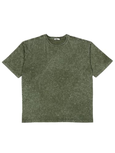 MODJEANS Oversized T-Shirt Unisex für Damen & Herren - Größe M, Armeegrün - Vintage Washed Look aus 100% Baumwolle - Lässiges Loose Fit Sport Shirt von MOD