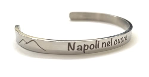 MODA MavillA Armreif Uni Stahl Freund Schwester Kollegin Lehrer Mutter Neapel Lasergravur Geschenkidee, Taglia unica, A MODA MavillA Armreif Uni Stahl Freund Schwester Kollegin Lehrer Mutter Neapel Lasergravur Geschenkidee, Taglia unica, A von MODA MavillA