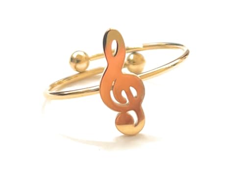 MODA MavillA Ring aus Stahl: Herz, vierblättriges Kleeblatt, Unendlichkeit, Musiknote, Pfote, verstellbar, Gold von MODA MavillA