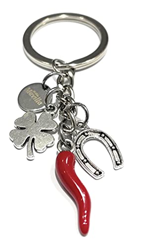 Mavilla Fashion Edelstahl Schlüsselanhänger Anhänger mit Glückshufeisen und Hufeisen hergestellt in Italien von MODA MavillA