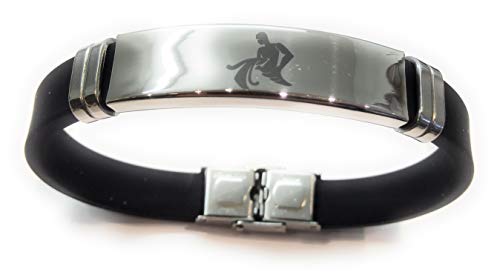 Moda Mavilla Herren-Armband Aquarium Zeichen Kautschuk Stahl Verschluss schwarz Größe verstellbar 21-22 cm Handarbeit Made in Italy von MODA MavillA