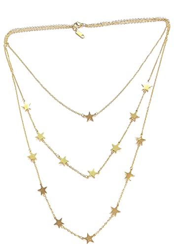 Moda Mavilla Sterne Halskette dreireihig Gold Sterne aus Edelstahl von MODA MavillA