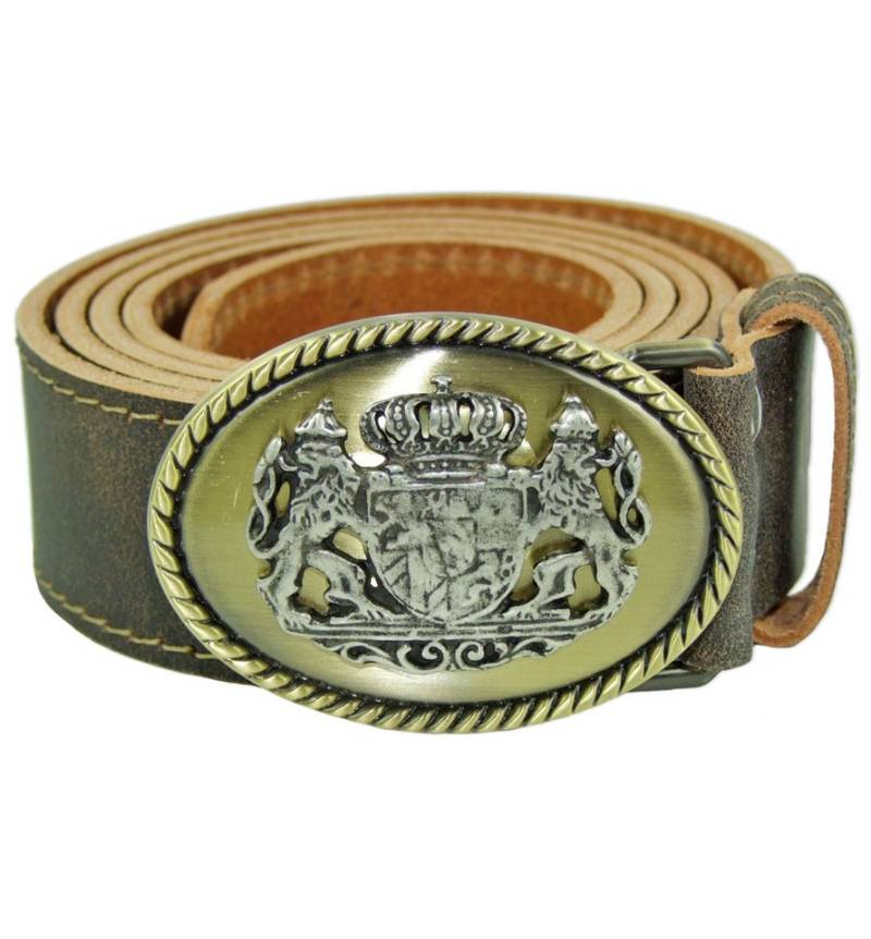 MODA Ledergürtel Trachtengürtel mit goldenem Bayern Löwenwappen - D von MODA