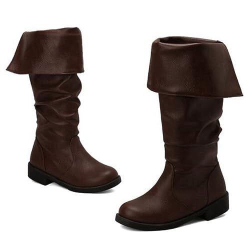 Chic Medival Renaissance Piraten Boot Männer Western Boot Ritter Boot Cosplay Boot(42, Brown) von MODADA