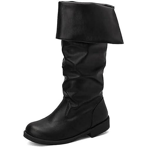 Chic Medival Renaissance Piraten Boot Männer Western Boot Ritter Boot Cosplay Boot(46, Black) von MODADA