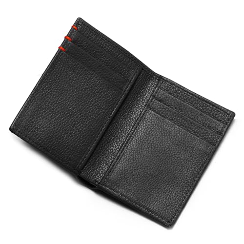 MODAGE Kreditkartenetui aus Leder für Herren – minimalistische schlanke Kartengeldbörse mit 6 Kartenfächern, 2 Rezeptfächern und 1 Geldfach, Schwarz , Standard, Minimalistisch von MODAGE