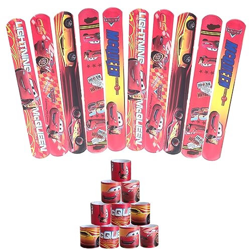 MODALI Schnapparmband für Kinder, 10Pcs Cars Lightning McQueen Armband Wristband Schnapparmbänder Set für Geburtstag Mitgebsel Kinder Jungen oder Mädchen von MODALI