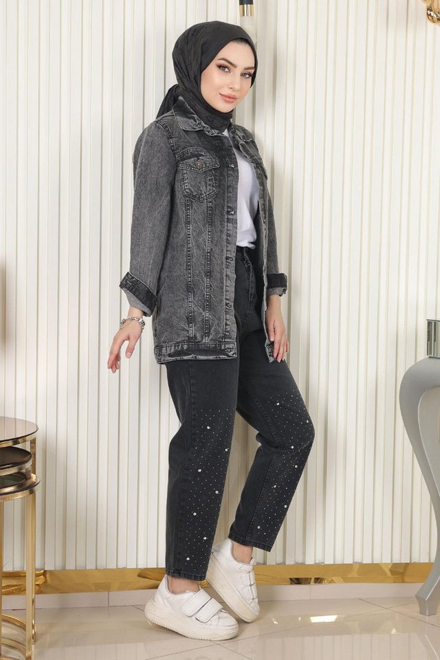 MODAMİHRAM Bequeme Jeans Stein Detail Jeans von MODAMİHRAM