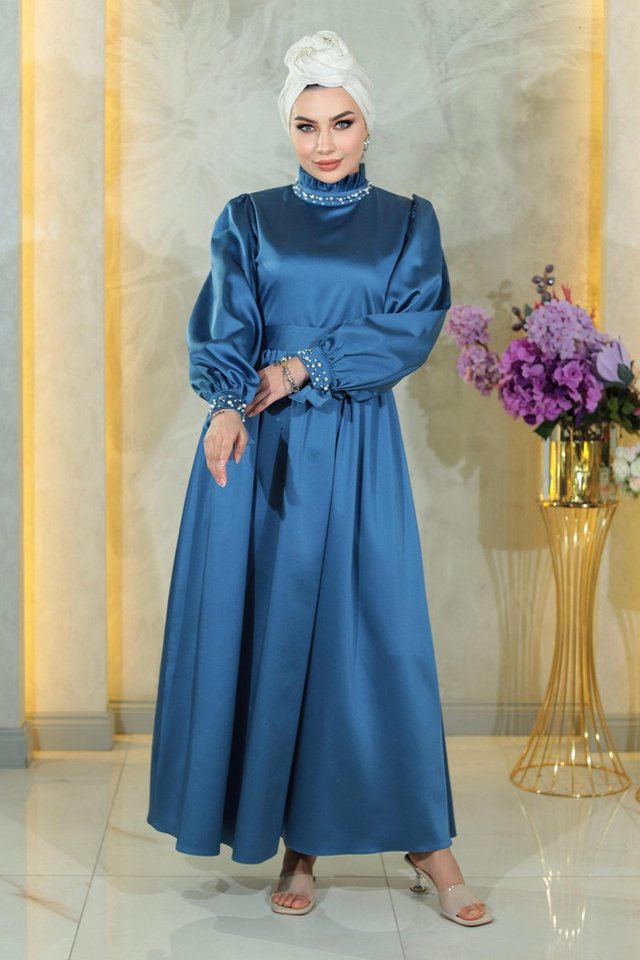 MODAMİHRAM Abendkleid Abendkleid aus Satin mit Perlen von MODAMİHRAM