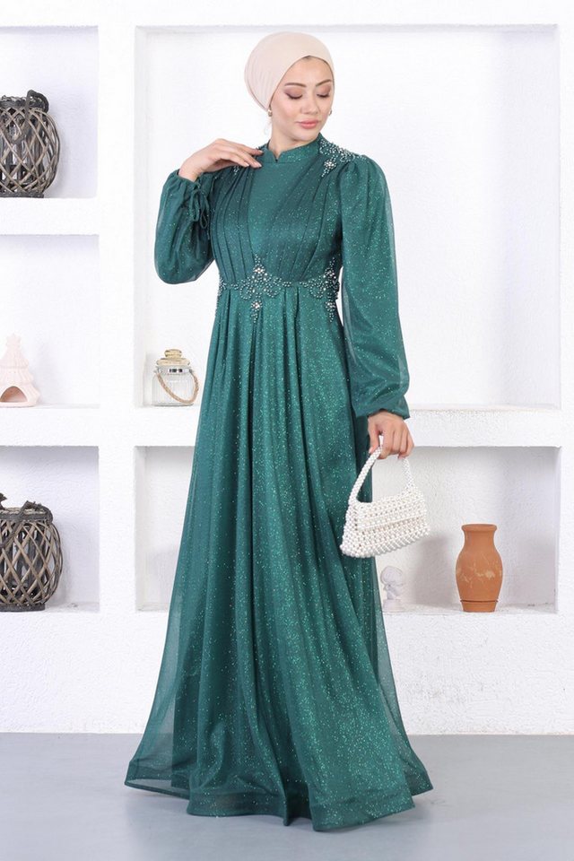 MODAMİHRAM Abendkleid Abendkleid mit Perlen und Glitzer von MODAMİHRAM